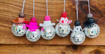 Load image into Gallery viewer, Car Charms for the car. Decorative Silver disco ball ornaments with cowboy hats and a rhinestone ball on top of it. Hanging from a wood surface. Southern Charm Farmhouse.