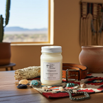 Load image into Gallery viewer, Desperado Cande in a 16 oz Mason jar on a table with desert view through window. Southern Charm Farmhouse.