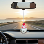Load image into Gallery viewer, Car interior with a disco ball hanging from the rearview mirror during sunset. Southern Charm Farmhouse.