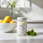 Load image into Gallery viewer, Strongly scented 16 oz Lemon Verbena Mason jar candle with a custom wax blend for a long-lasting, clean citrus aroma. Southern Charm Farmhouse.