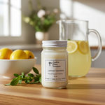 Load image into Gallery viewer, Lemon Verbena scented 16 oz Mason jar candle with zesty lemon, lemongrass, and herbal verbena notes - Southern Charm Farmhouse