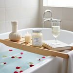 Load image into Gallery viewer, Spa Day Candle in a 16 oz Mason Jar, Bath tub with a wooden tray holding a candle, bottle, glass of champagne, and book. Southern Charm Farmhouse.