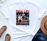 Load image into Gallery viewer, Four Horror Villians sitting on the front steps on a white t shirt. Southern Charm Farmhouse.