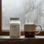 Load image into Gallery viewer, Strongly scented Storm Watch Mason jar candle with a custom wax blend for maximum room-filling fragrance. Southern Charm Farmhouse.