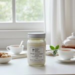 Load image into Gallery viewer, White Tea and Ginger 16 oz Mason jar candle with notes of fresh ginger, citrus, and white tea leaves - Southern Charm Farmhouse
