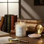 Load image into Gallery viewer, 16 oz Mason Jar Black Sea Candle on a wooden surface with books and decorative items. Southern Charm Farmhouse.
