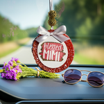 Load image into Gallery viewer, Decorative car freshie with 'blessed MIMI' text hanging from the car rearview mirror with sunglasses and flowers. Southern Charm Farmhouse.
