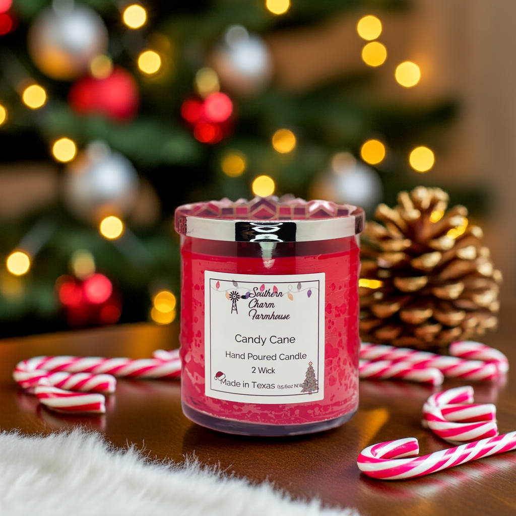 Candy Cane Candle, 2 Wick