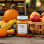 Load image into Gallery viewer, 16 oz mason Jar of 'Fall Festival' candle surrounded by pumpkins, gourds, and apples on a wooden surface.  Southern Charm Farmhouse.
