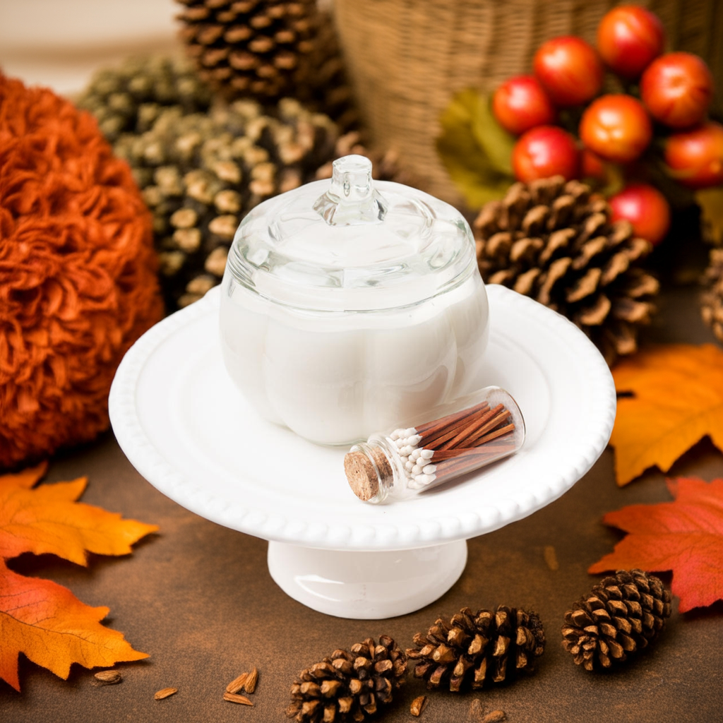 Fall White Pumpkin Candle, 2 Wick