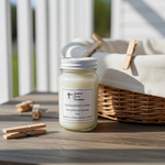 Load image into Gallery viewer, Sunwashed Linen scented 16 oz Mason jar candle with notes of clean cotton and fresh air - Southern Charm Farmhouse
