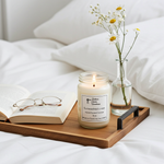 Load image into Gallery viewer, Strongly scented Sunwashed Linen Mason jar candle with a premium wax blend for a room-filling fresh aroma. Southern Charm Farmhouse.
