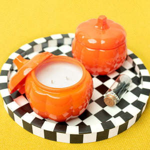 Fall Orange Pumpkin Candle, 3 Wick