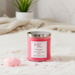 Load image into Gallery viewer, Pink Sugar 2 wick hand poured candle with a silver lid on a soft surface with decorative elements. Southern Charm Farmhouse.
