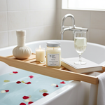 Load image into Gallery viewer, Spa Day Candle in a 16 oz Mason Jar, Bath tub with a wooden tray holding a candle, bottle, glass of champagne, and book. Southern Charm Farmhouse.
