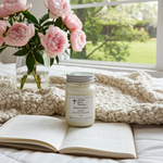 Load image into Gallery viewer, Sweet Grace type scented 16 oz Mason jar candle with notes of passion fruit, apricot, and warm patchouli - Southern Charm Farmhouse
