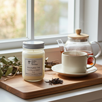 Load image into Gallery viewer, Strongly scented 16 oz Eucalyptus Tea Mason jar candle with a custom wax blend for a long-lasting, clearing aroma. Southern Charm Farmhouse
