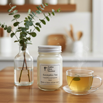 Load image into Gallery viewer, Eucalyptus Tea scented 16 oz Mason jar candle with herbal notes of crushed eucalyptus and soothing green tea - Southern Charm Farmhouse
