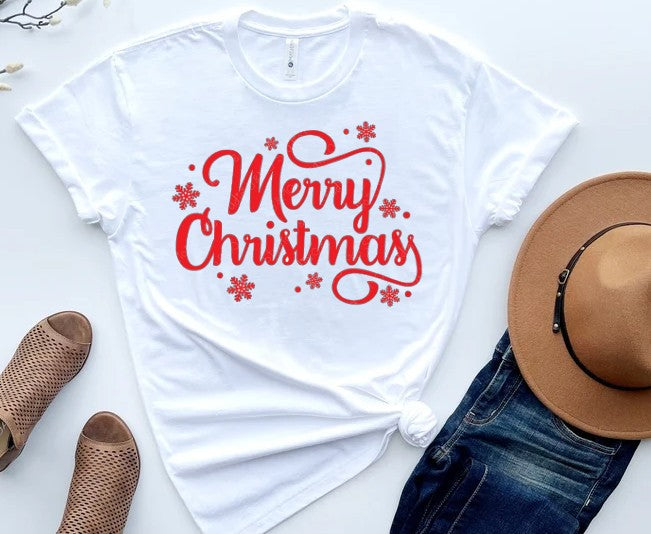 Merry Christmas w/ snow flakes Shirt