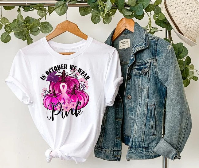 In October we wear Hot Pink Pumpkins Shirt