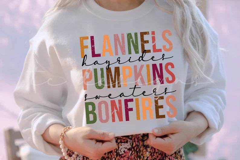 Flannel, Hayrides, Pumpkins, Sweaters & Bonfires Shirt